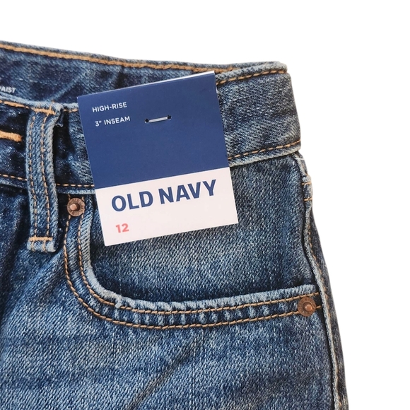 BNWOT Old Navy Girls' Denim Shorts – S 12 High Rise, Adjustable Waist Lace Trim. - Picture 5 of 8